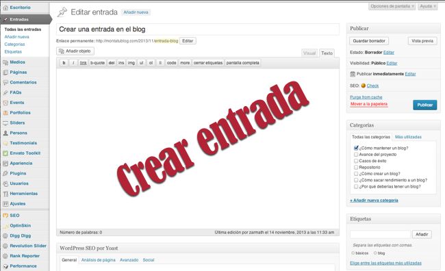 crear entrada wordpress